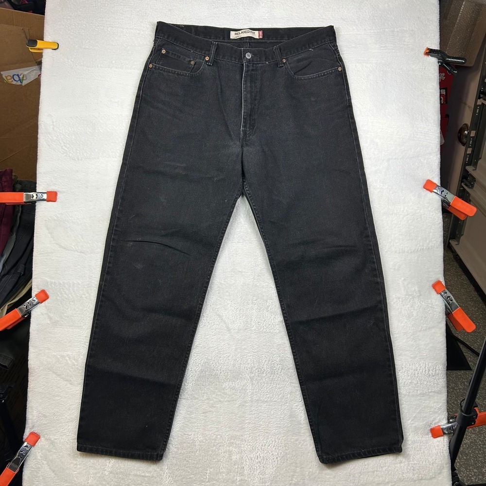 Levi's 550 Relaxed Fit Jeans Men's Black Denim Pockets Straight Zip Fly - 39X33
